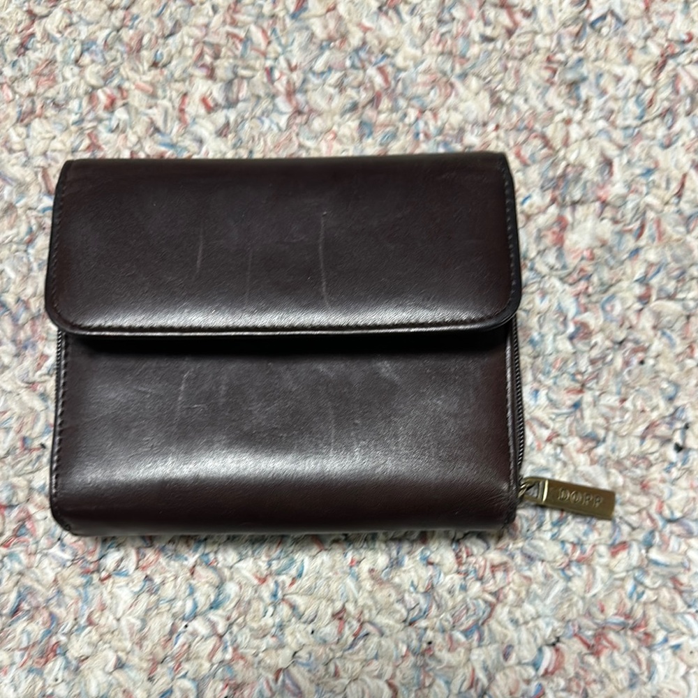 NWOT DOPP Dark Brown Satin Leather Wallet